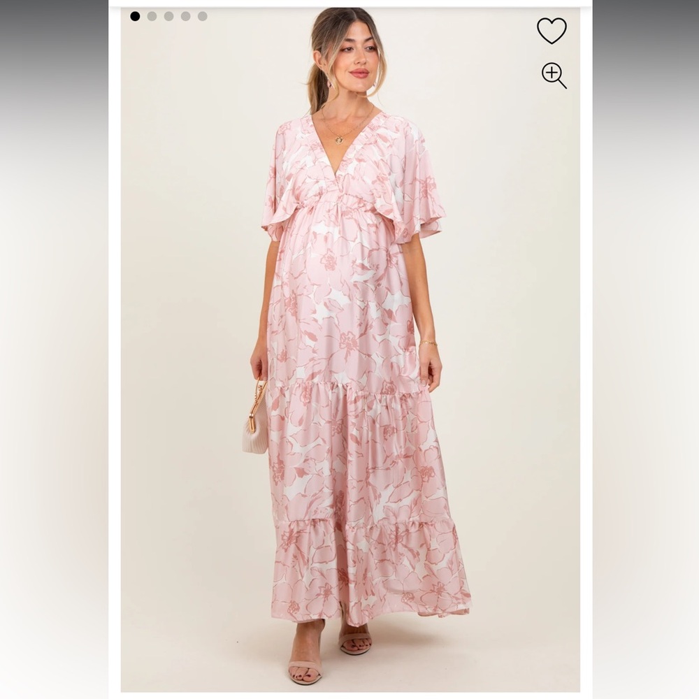 Pink Floral Maternity Dress